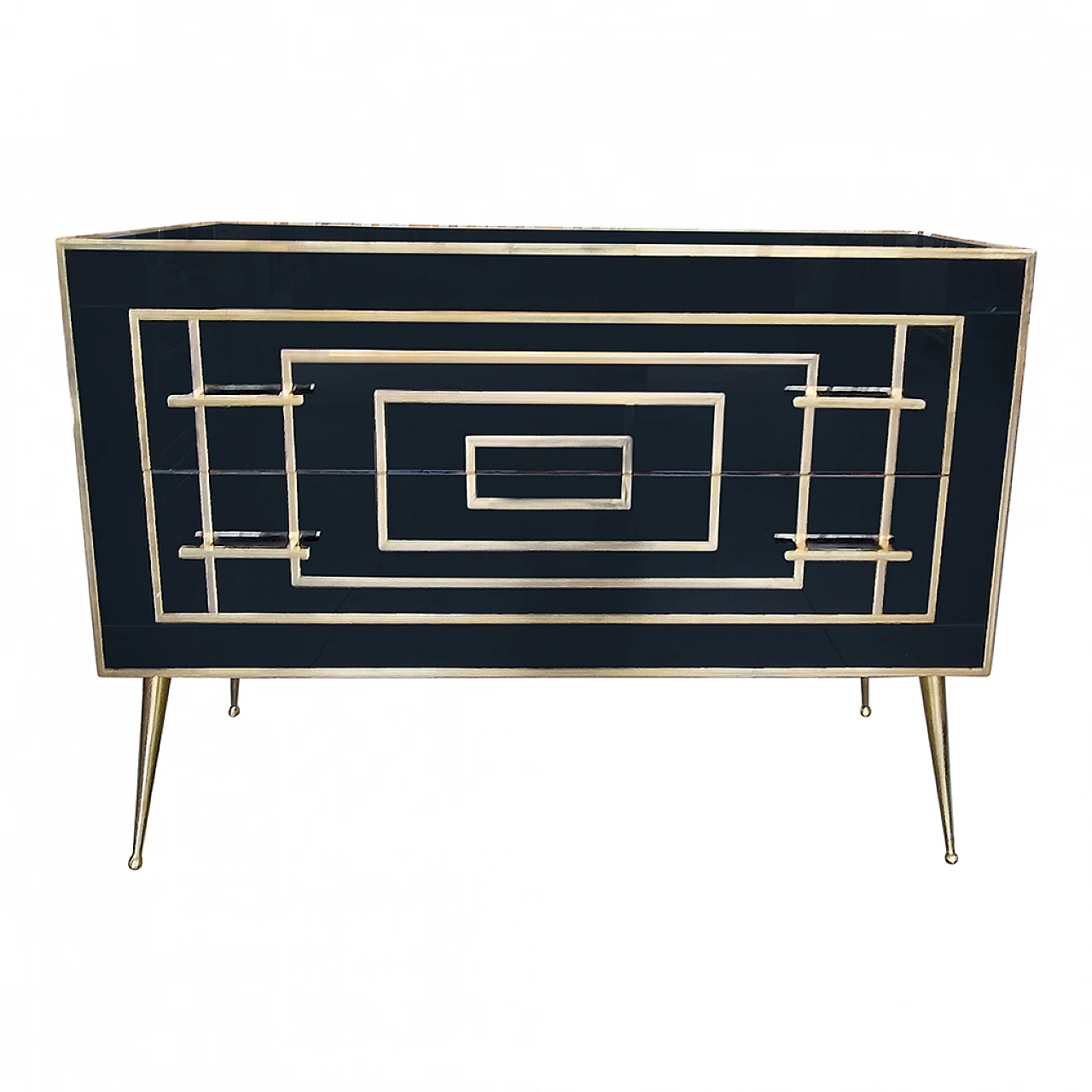 Black Murano glass two-drawer dresser, 1980s 2