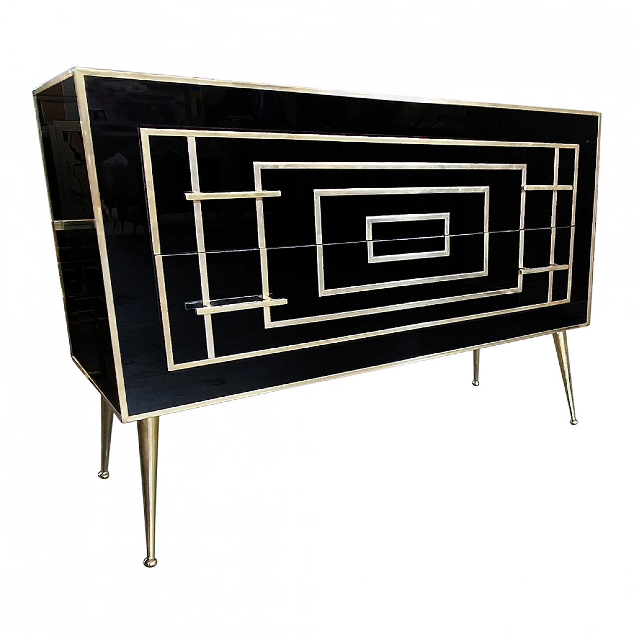 Black Murano glass two-drawer dresser, 1980s 5