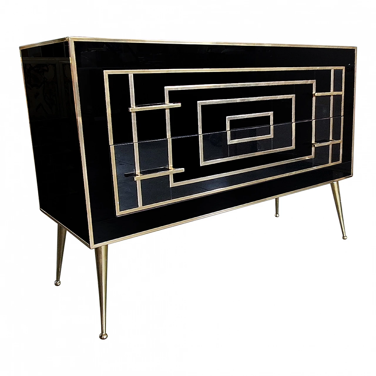 Black Murano glass two-drawer dresser, 1980s 6