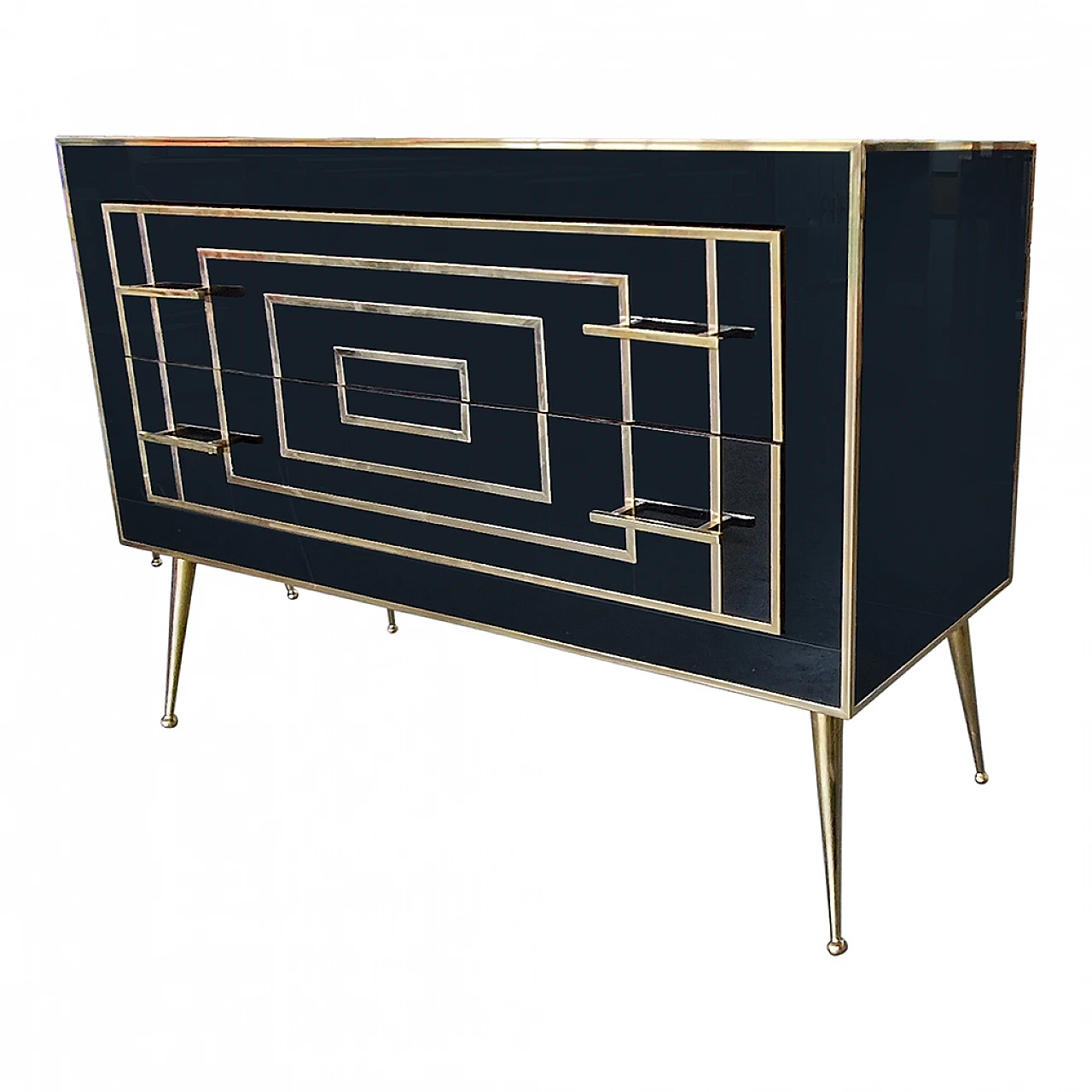 Black Murano glass two-drawer dresser, 1980s 8