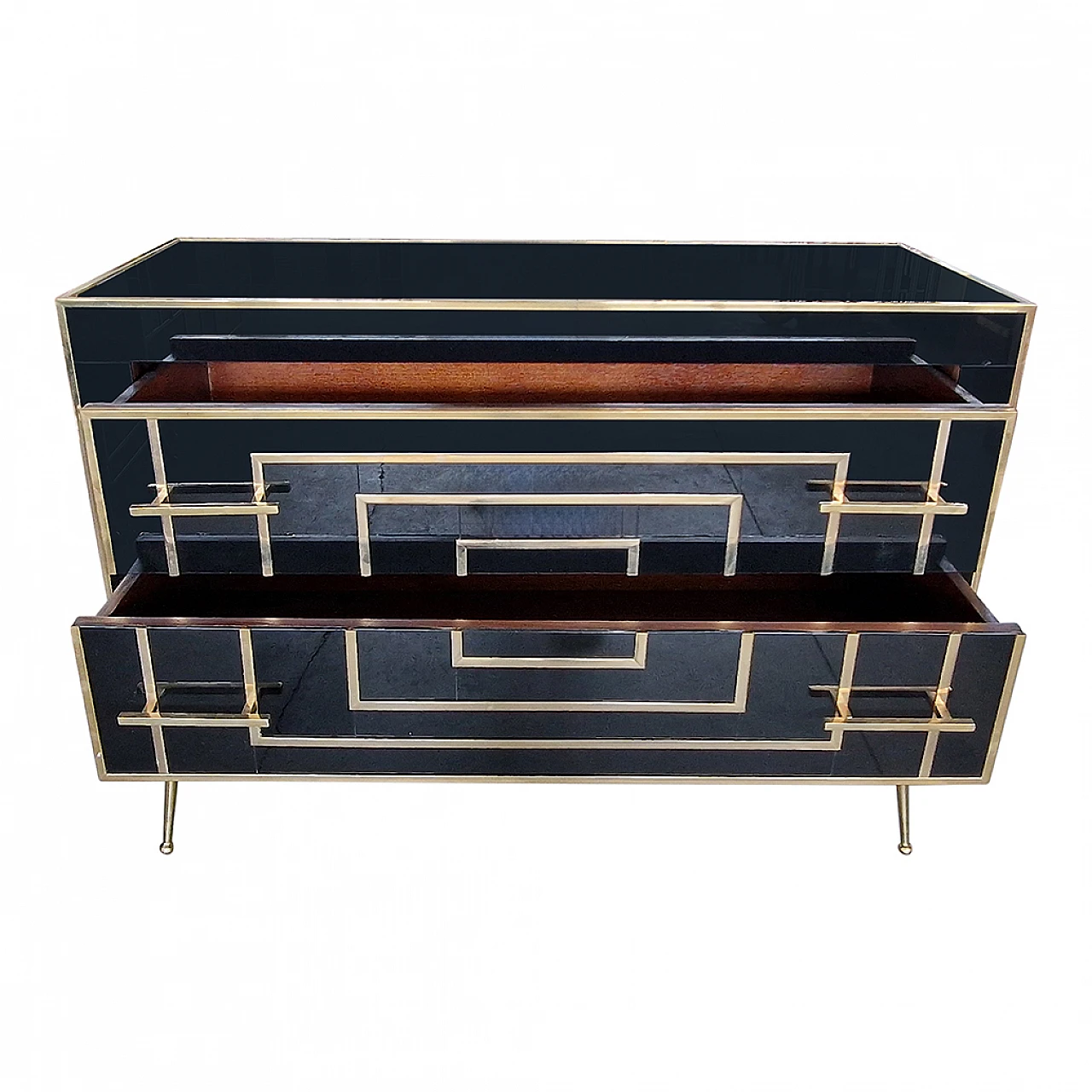 Black Murano glass two-drawer dresser, 1980s 10