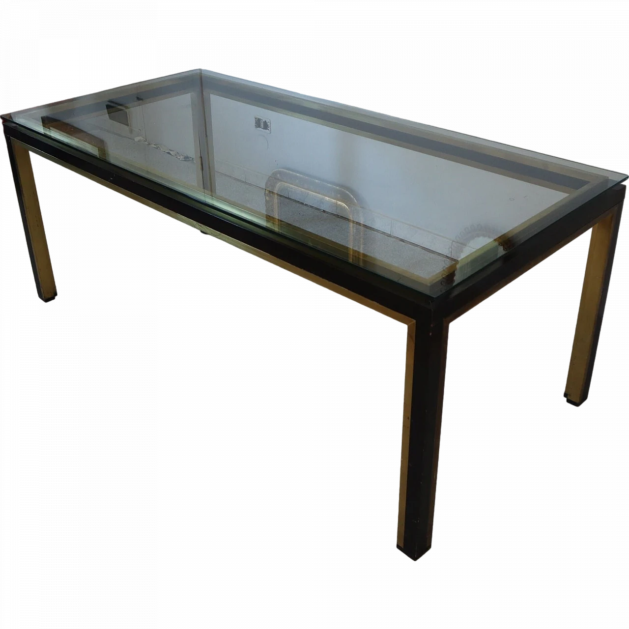 Brass, steel and glass table by Romeo Rega, 1970s 9