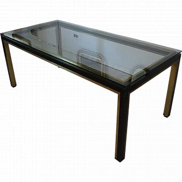 Brass, steel and glass table by Romeo Rega, 1970s