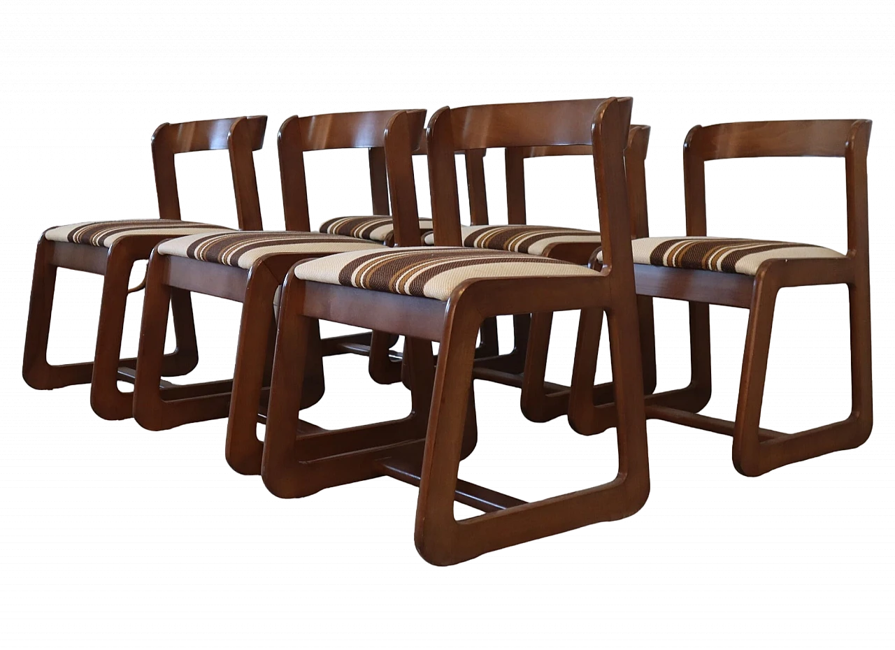 6 Chairs in wood and fabric by Willy Rizzo for Mario Sabot, 1970s 11