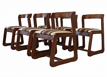 6 Sedie in legno e tessuto di Willy Rizzo per Mario Sabot, anni '70
