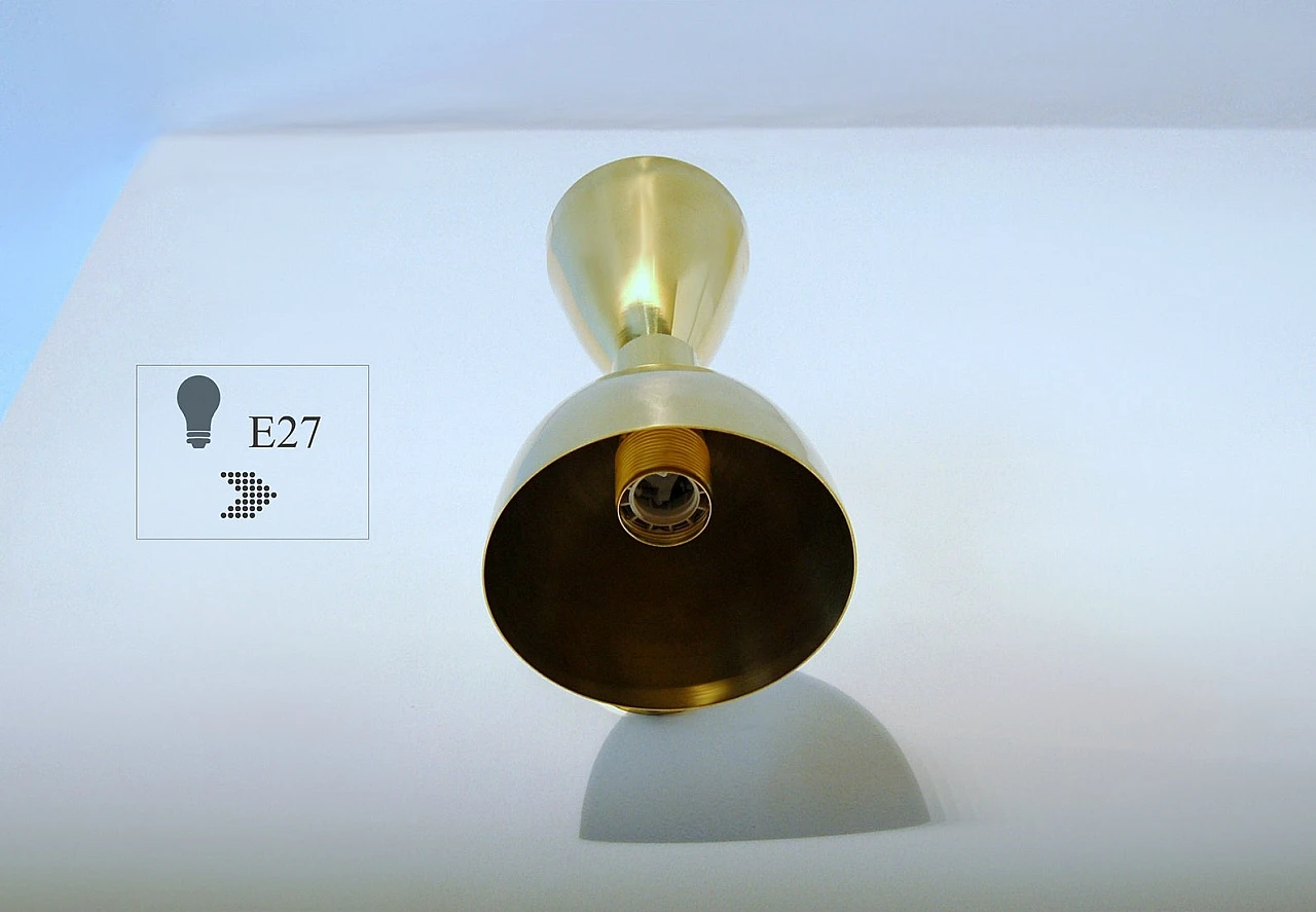 Stilnovo-style brass double-cone wall light 8