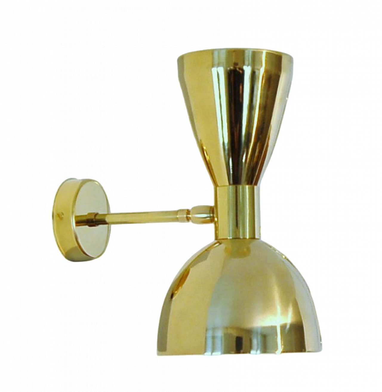 Stilnovo-style brass double-cone wall light 9