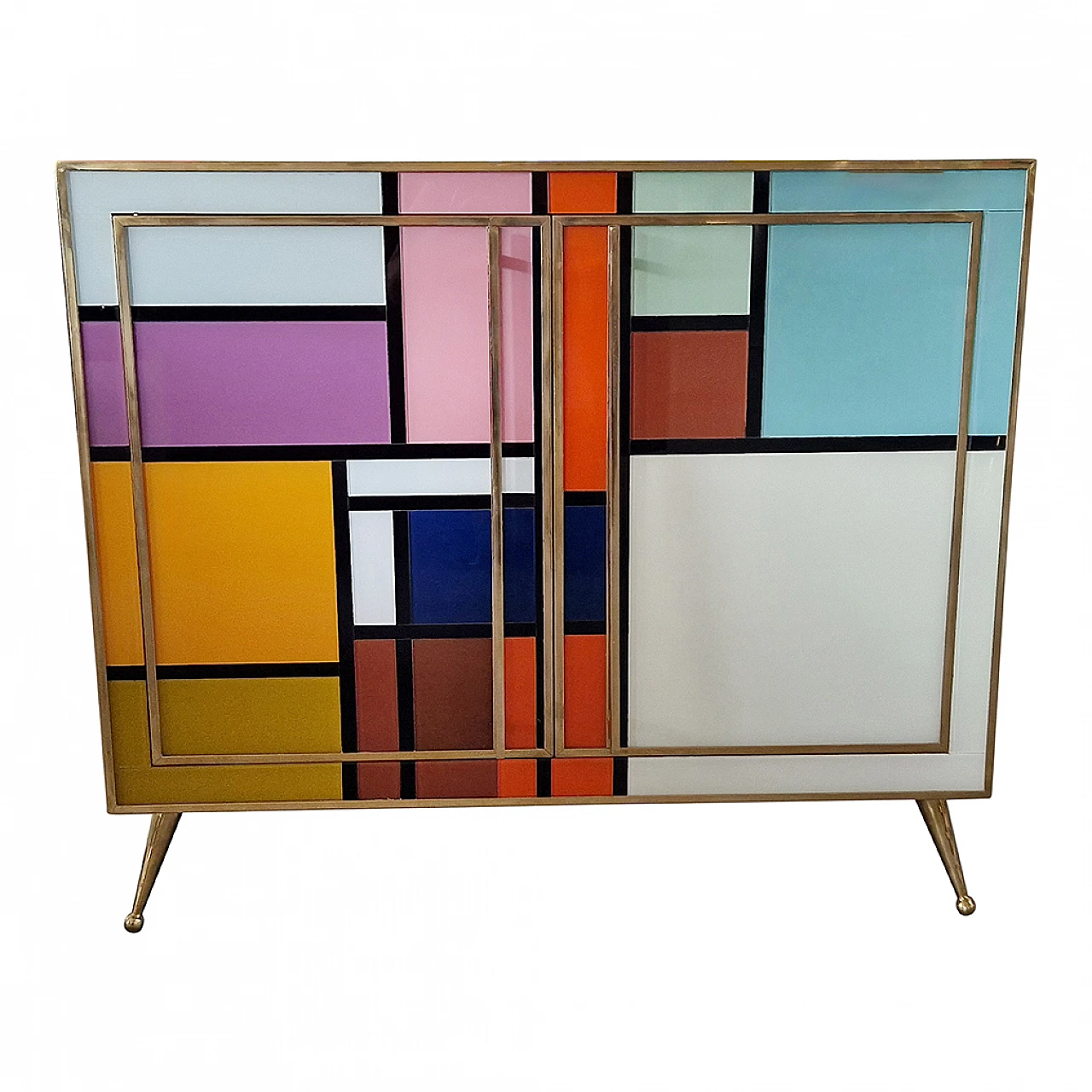 Illuminated two-door glass sideboard, 1980s 1