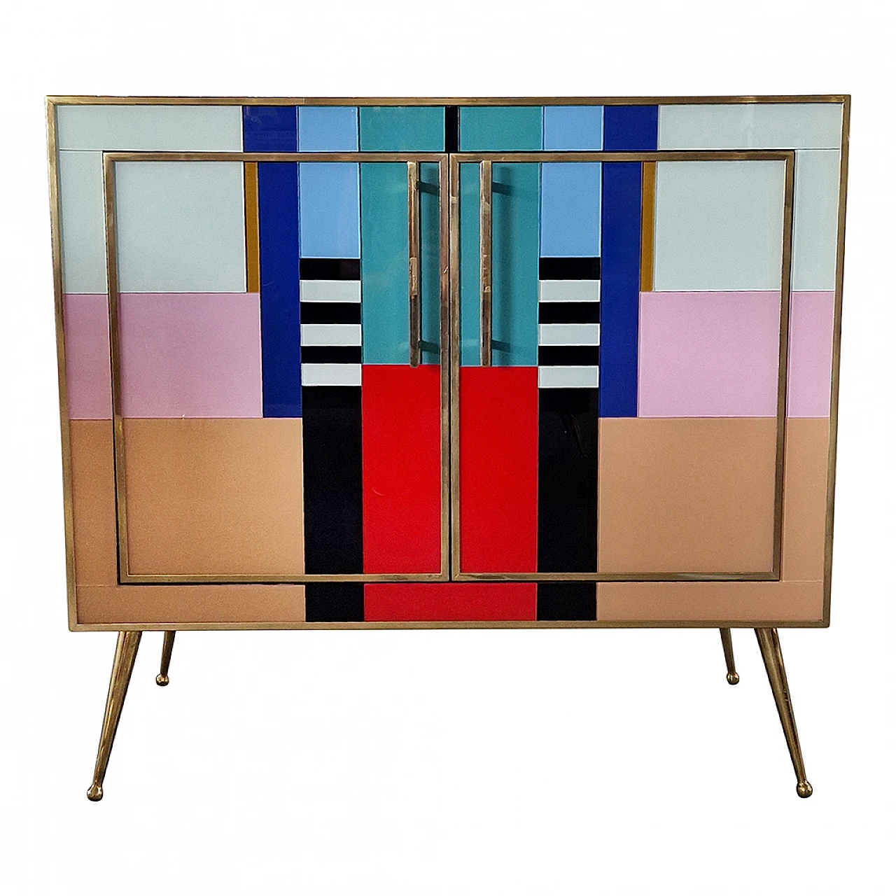 Multicoloured Murano glass sideboard, 1980s 1