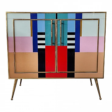 Multicoloured Murano glass sideboard, 1980s