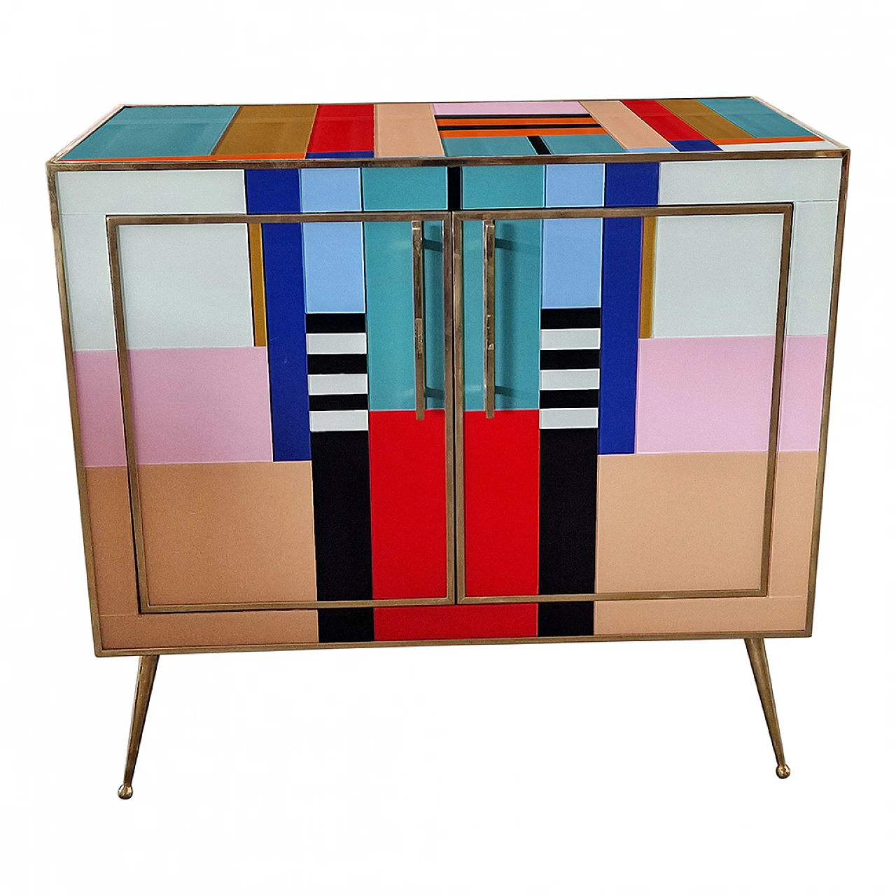 Multicoloured Murano glass sideboard, 1980s 3