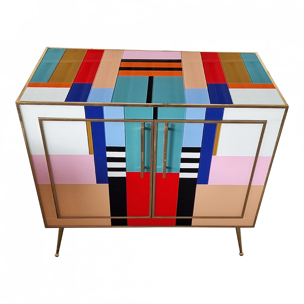 Multicoloured Murano glass sideboard, 1980s 4