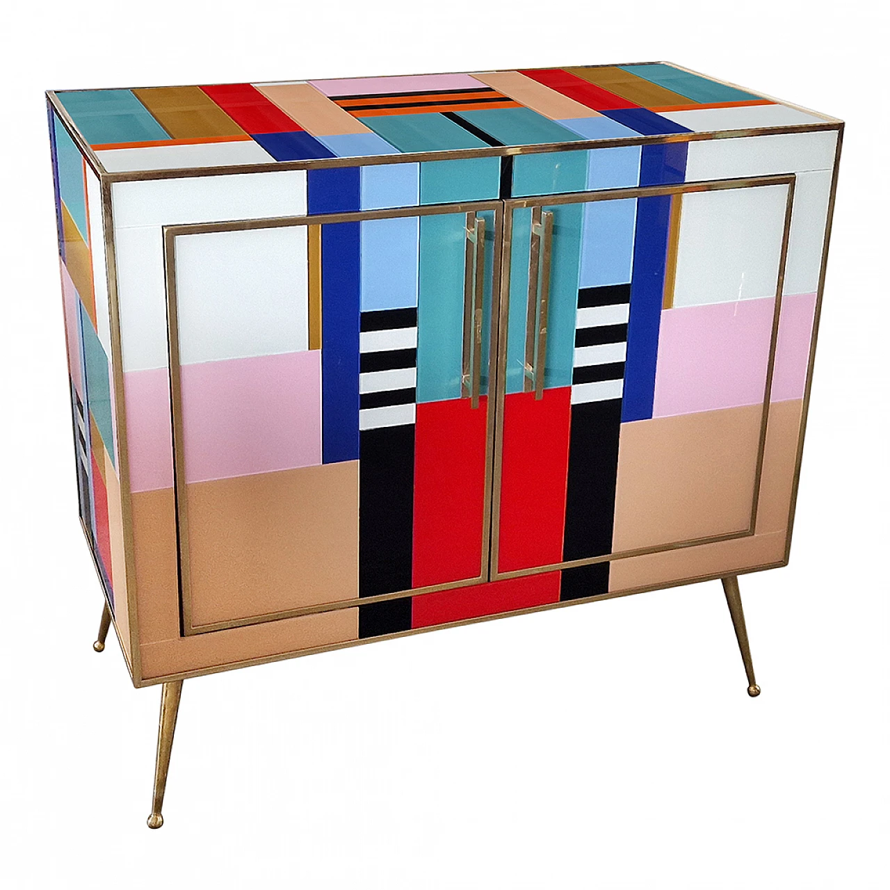 Multicoloured Murano glass sideboard, 1980s 5