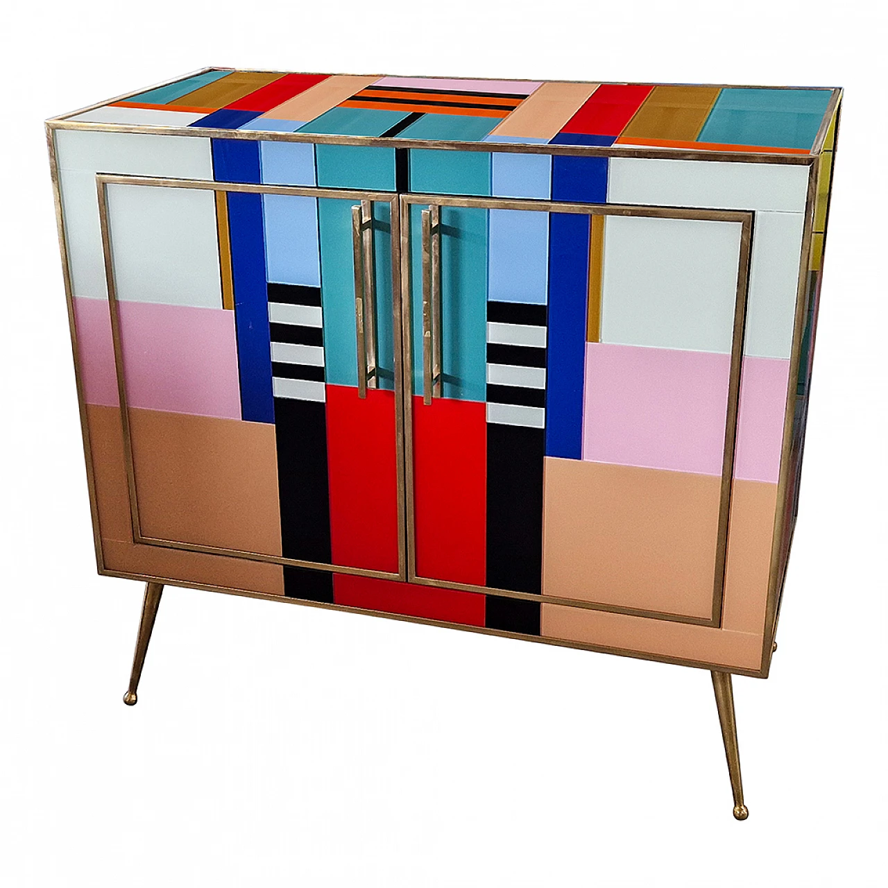 Multicoloured Murano glass sideboard, 1980s 7