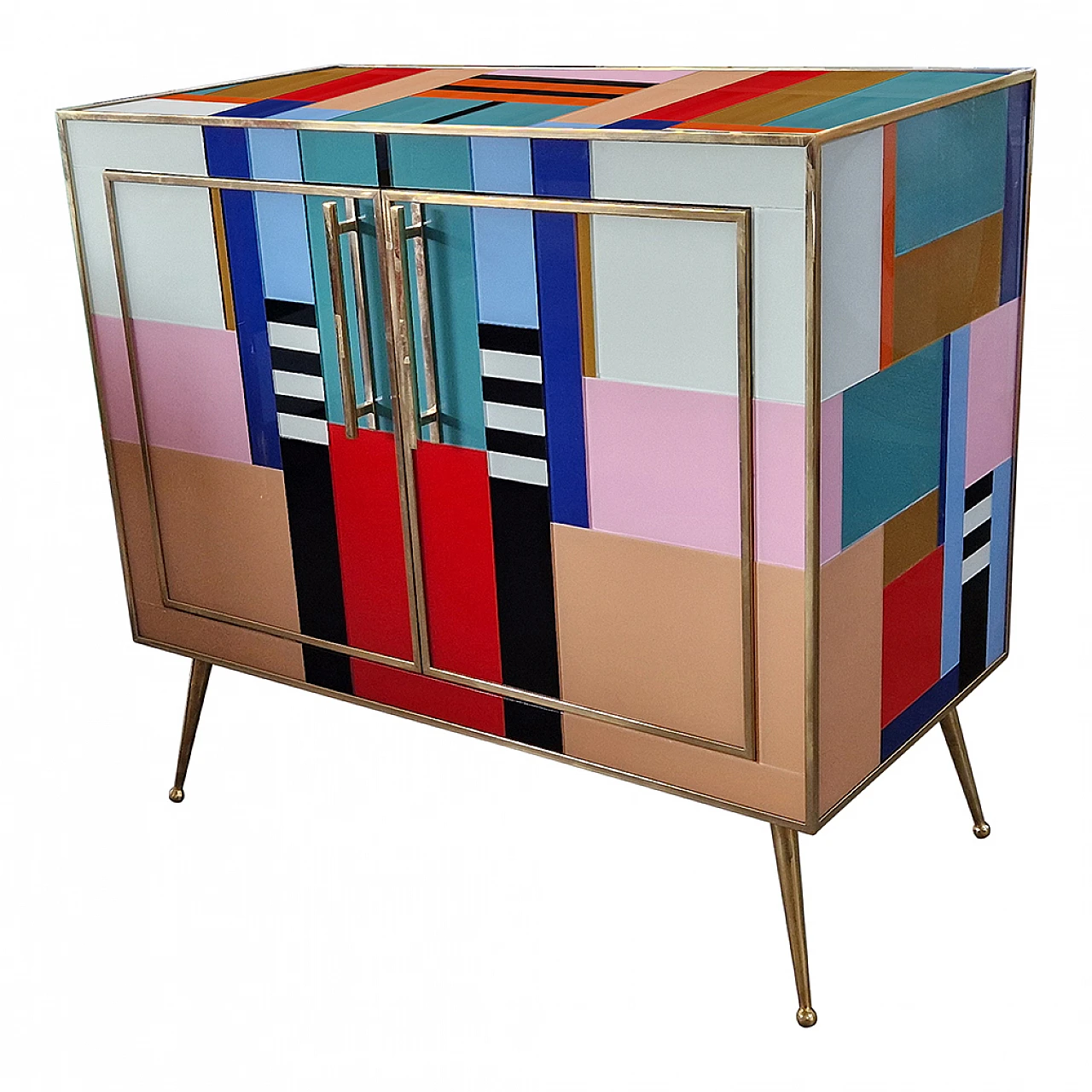 Multicoloured Murano glass sideboard, 1980s 8