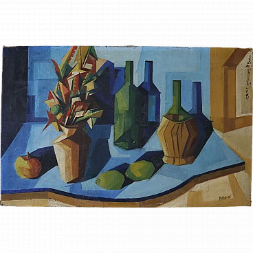 Cubist still life, painting on canvas, 1956