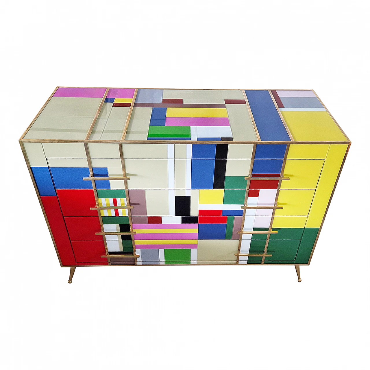 Four-drawer dresser in multicoloured Murano glass, 1980s 3