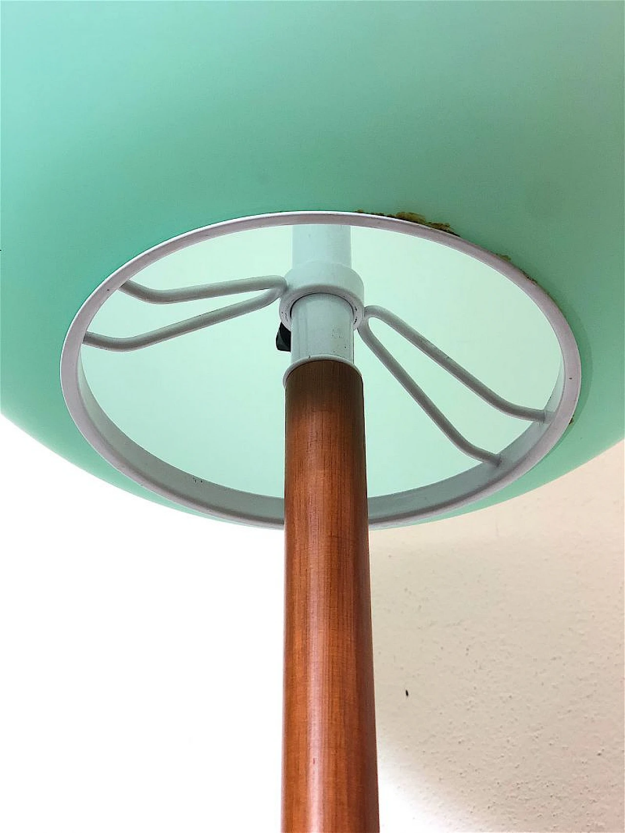 Cherry wood and glass floor lamp by Targhetti, 1970s 9