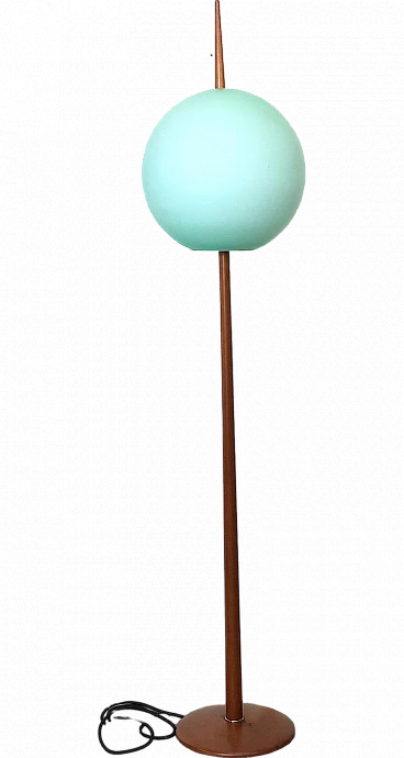 Cherry wood and glass floor lamp by Targhetti, 1970s