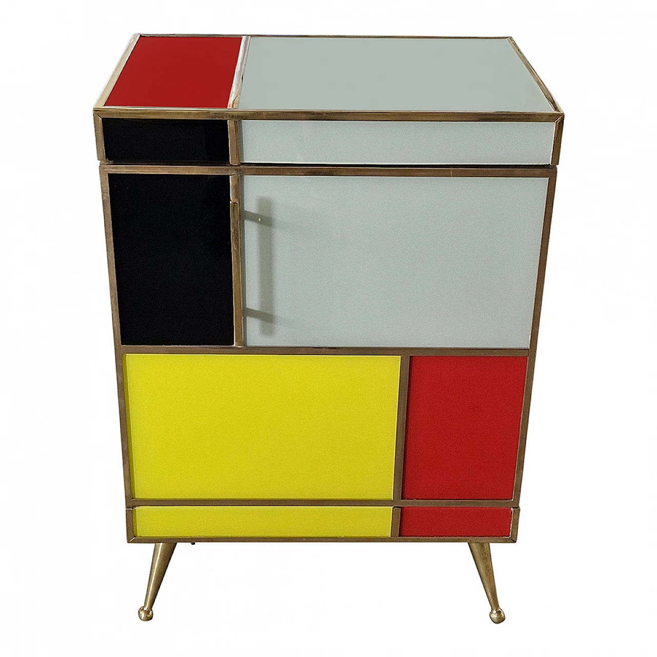 Pair of wooden and glass bedside tables in four colours, 1980s 2