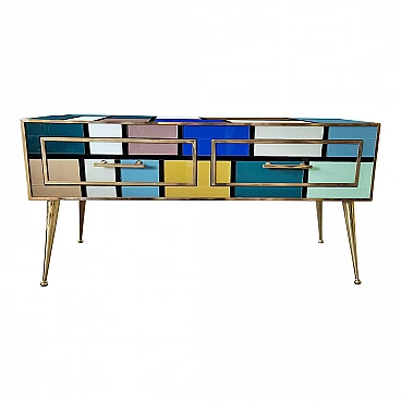 Multicoloured Murano glass coffee table, 1980s