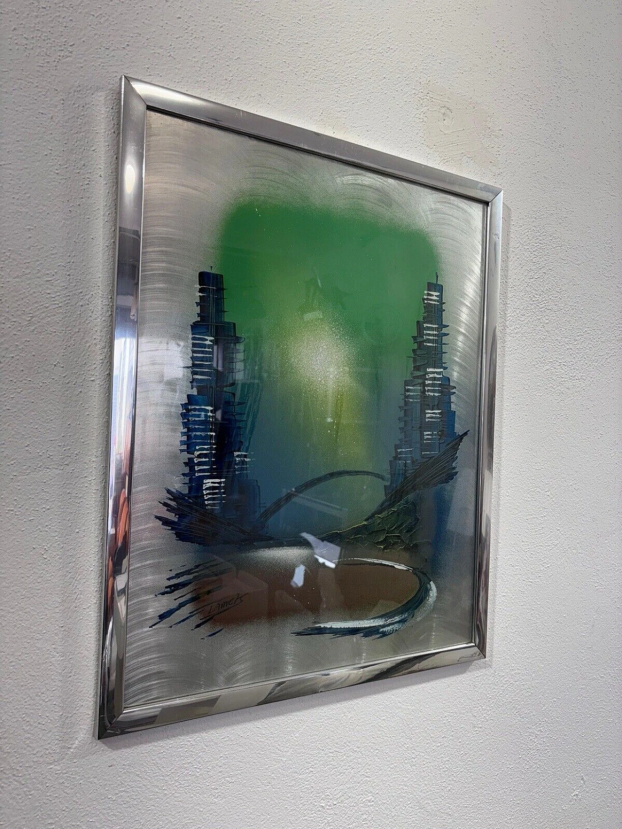 Lame, Skyscrapers, painted on a steel plate, 1975 1