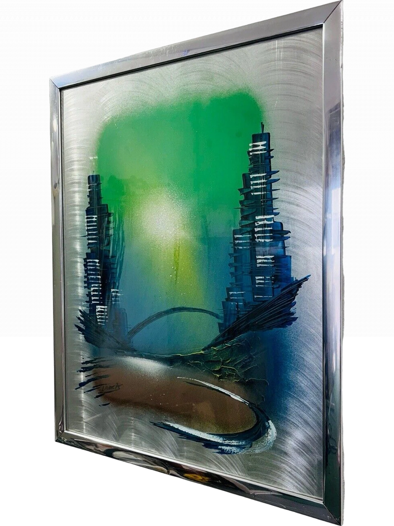 Lame, Skyscrapers, painted on a steel plate, 1975 6