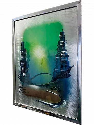 Lame, Skyscrapers, painted on a steel plate, 1975