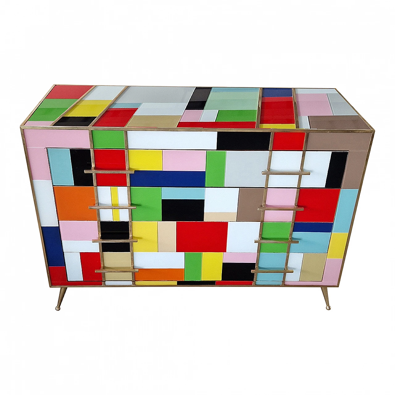 Four-drawer multi-coloured glass dresser, 1980s 3