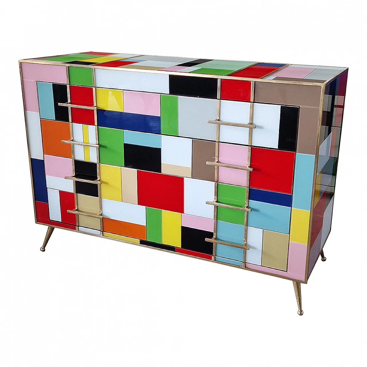 Four-drawer multi-coloured glass dresser, 1980s 6