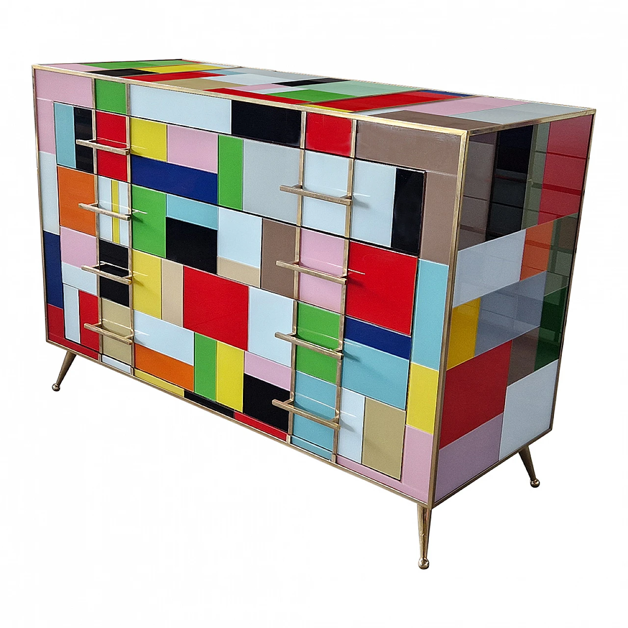 Four-drawer multi-coloured glass dresser, 1980s 7