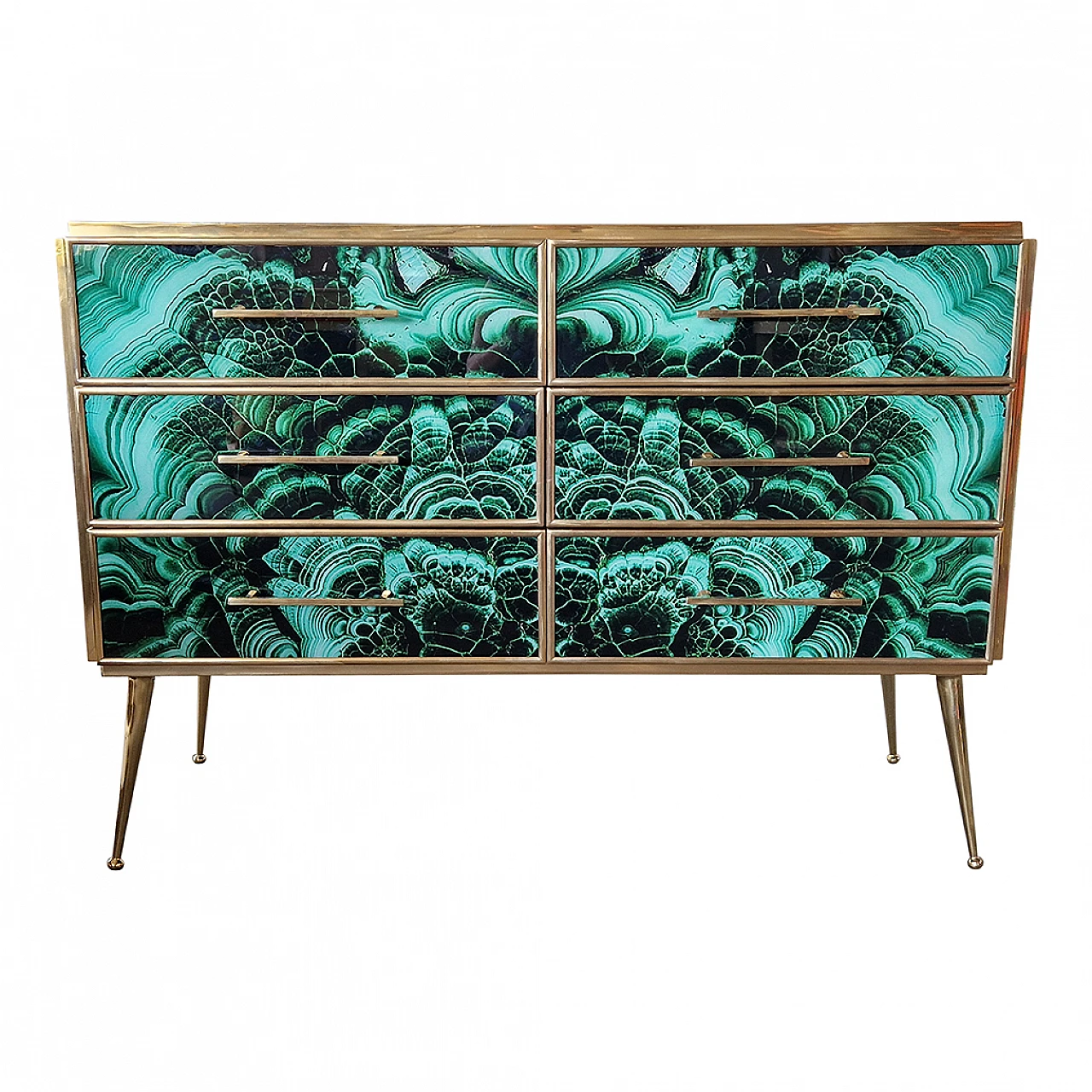 Malachite-coloured wooden and glass dresser, 1980s 1