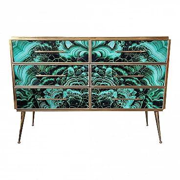 Malachite-coloured wooden and glass dresser, 1980s