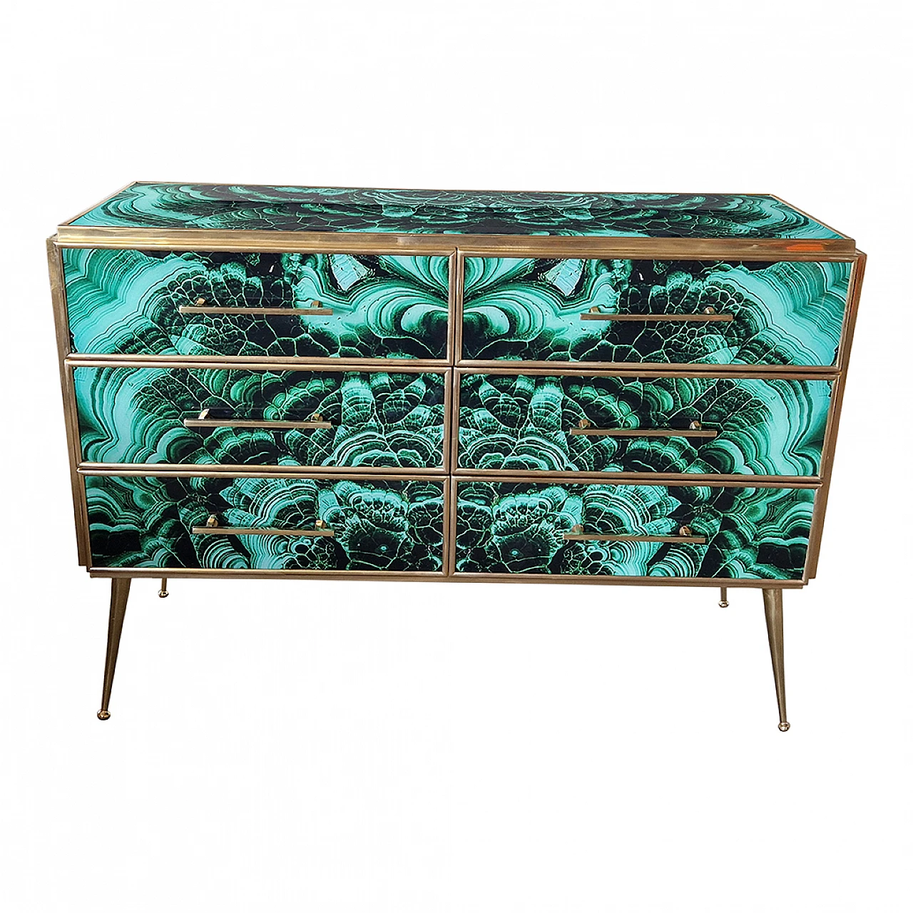 Malachite-coloured wooden and glass dresser, 1980s 3