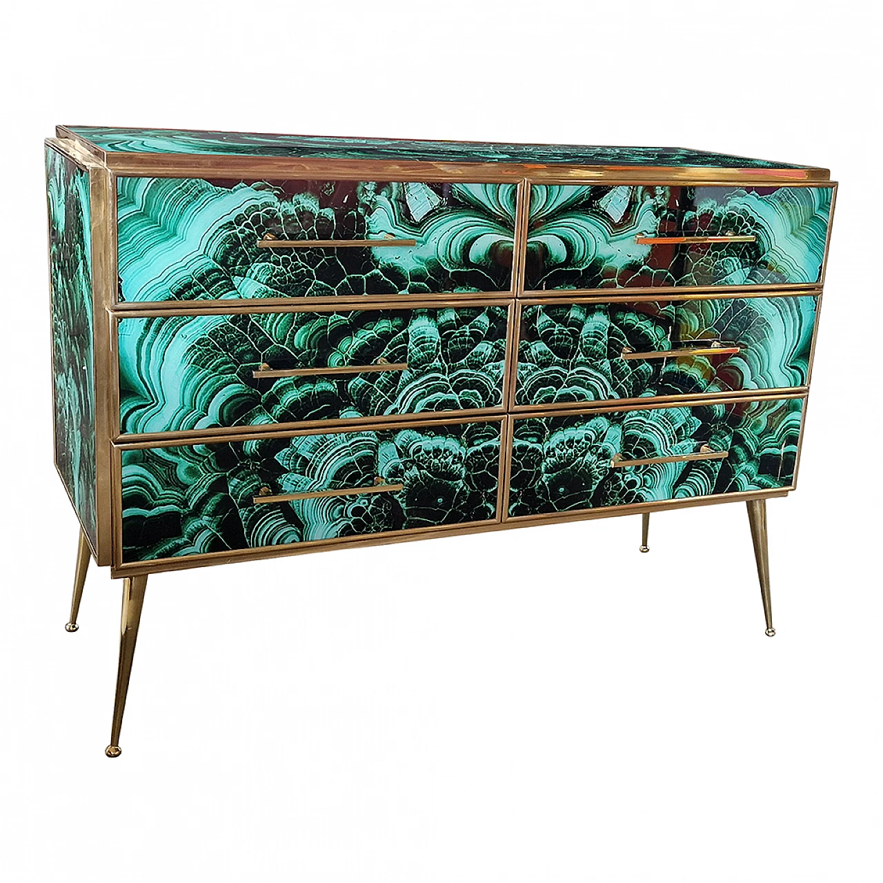 Malachite-coloured wooden and glass dresser, 1980s 5