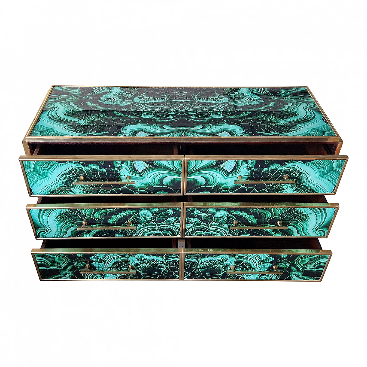 Malachite-coloured wooden and glass dresser, 1980s 10