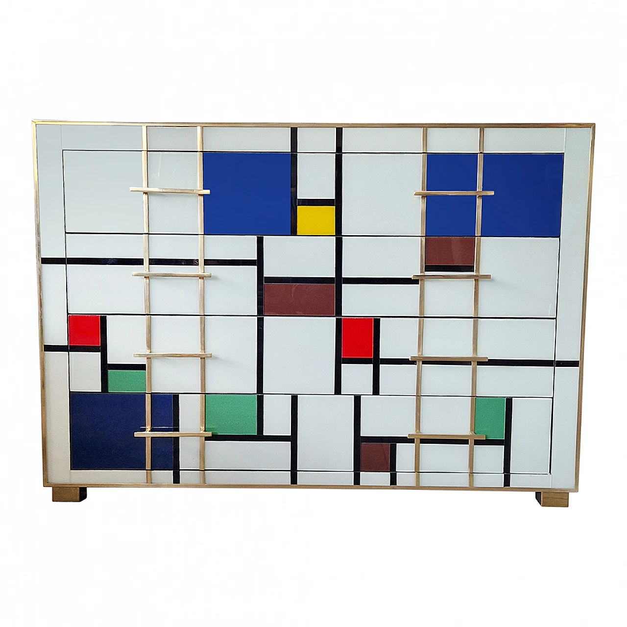 Four-drawer Murano glass dresser in Mondrian style, 1980s 2