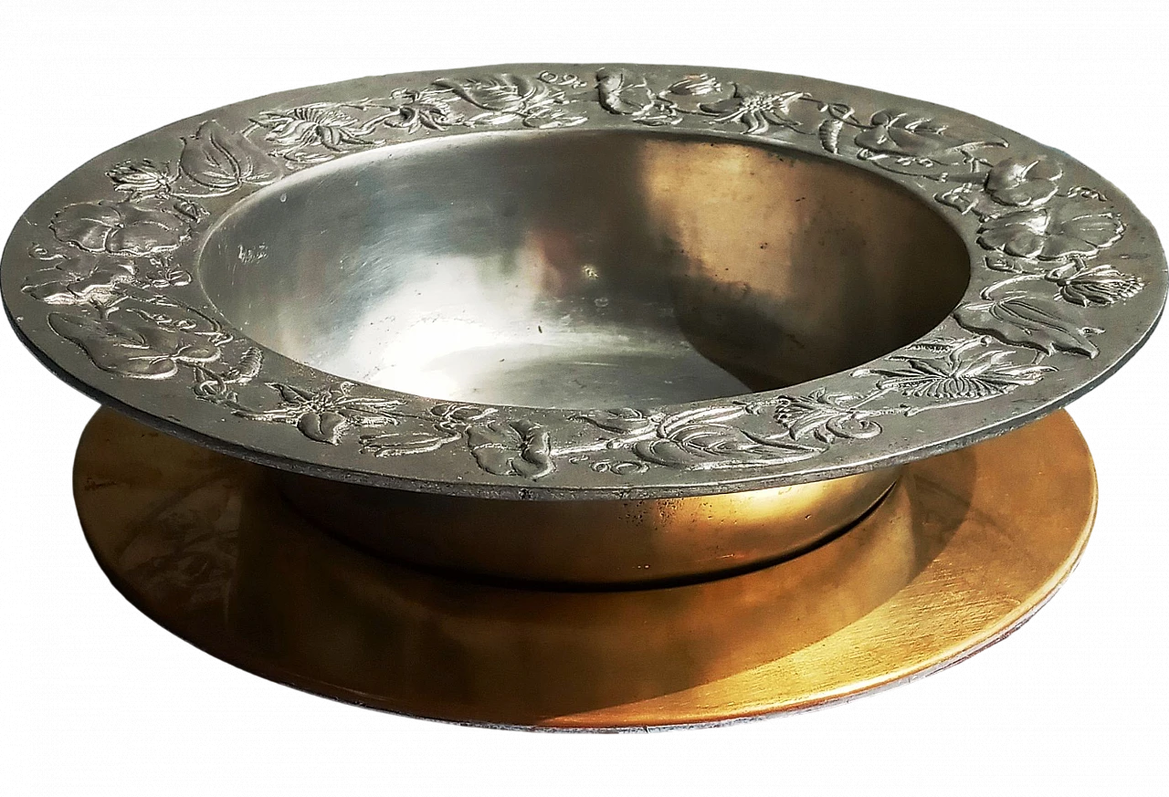 Pewter bowl with brass plate by Cosi Tabellini, 1990s 25