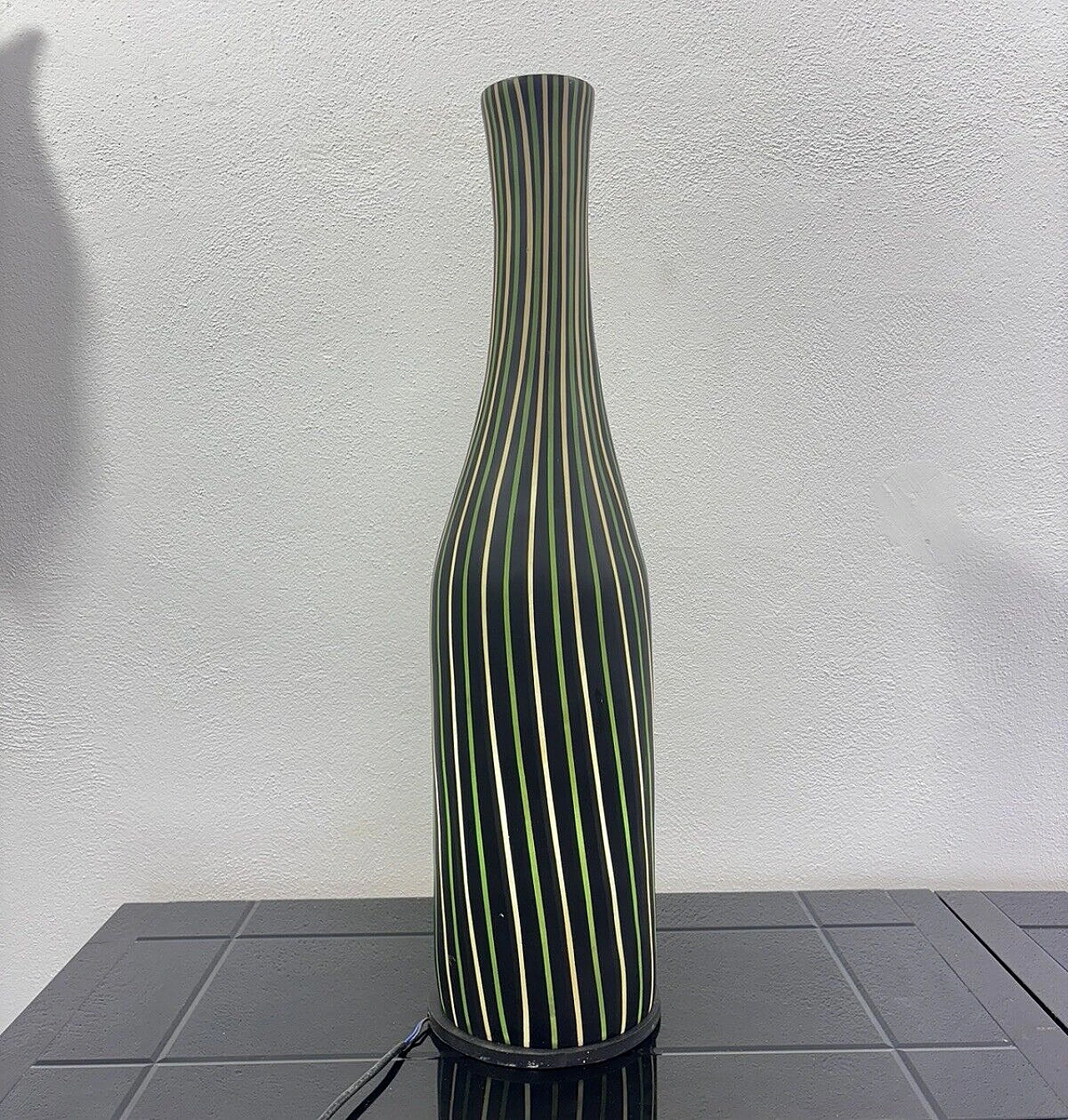 Striped three-coloured table lamp in plastic, 1980s 2