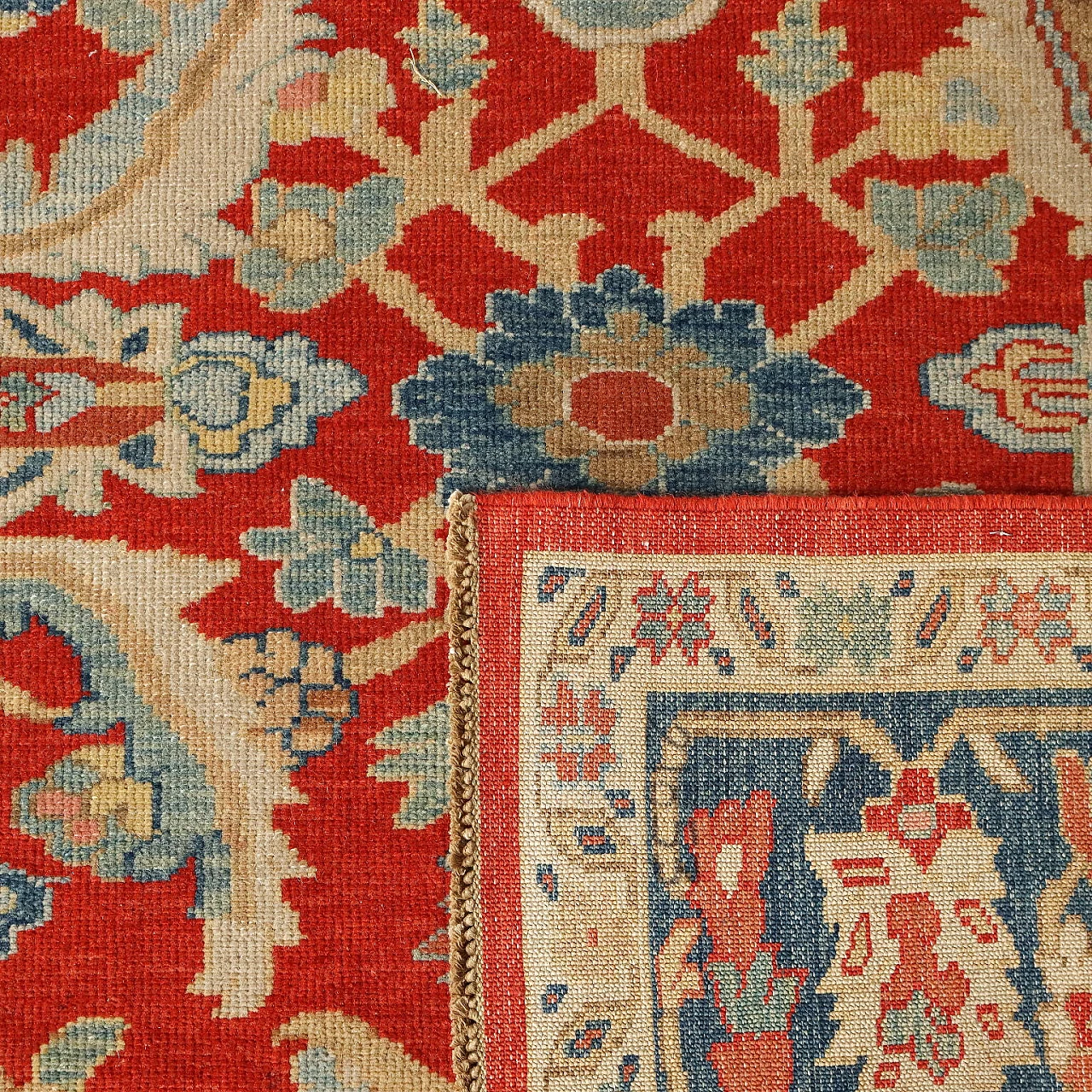 Extra-thin knot Herat rug in cotton and wool 9