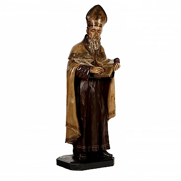 Sant'Agostino Vescovo, scultura lignea gessata e dipinta
