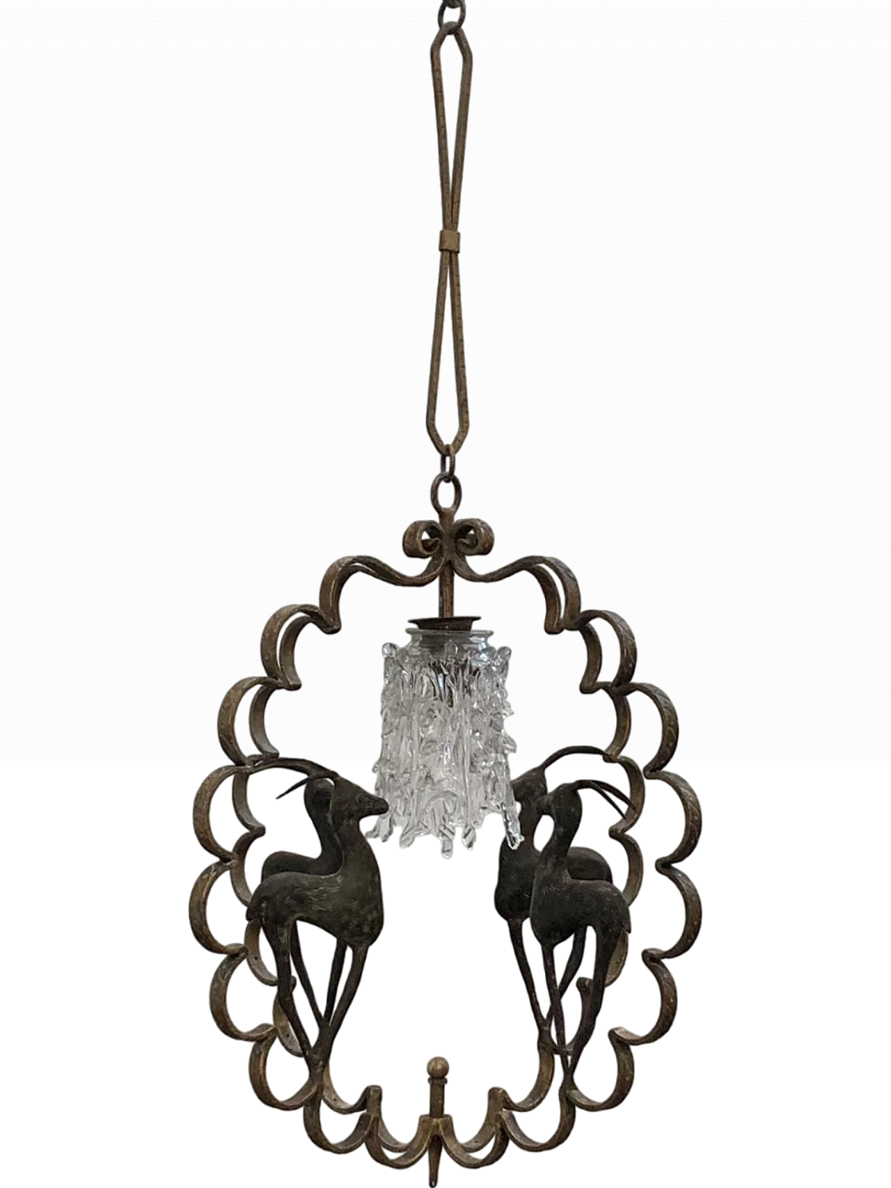 Wrought and forged iron lantern with gilded edges, 1920s 16