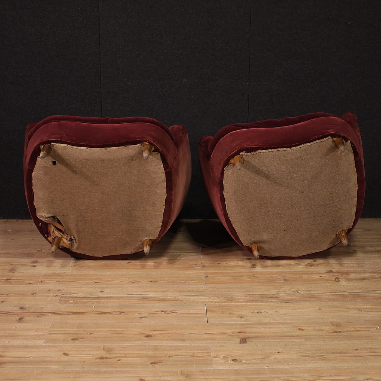 Pair of armchairs and sofa attributed to Gio Ponti, 1940s 12