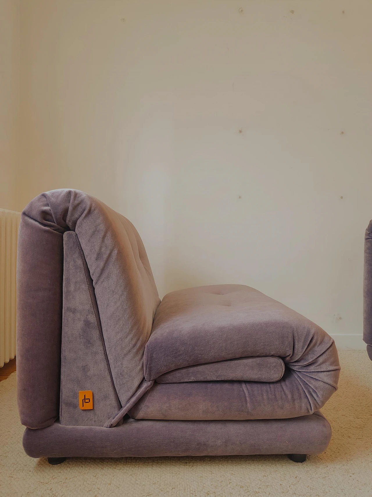 Pair of PD armchairs in purple velvet by Italian Salotti, 1970s 3