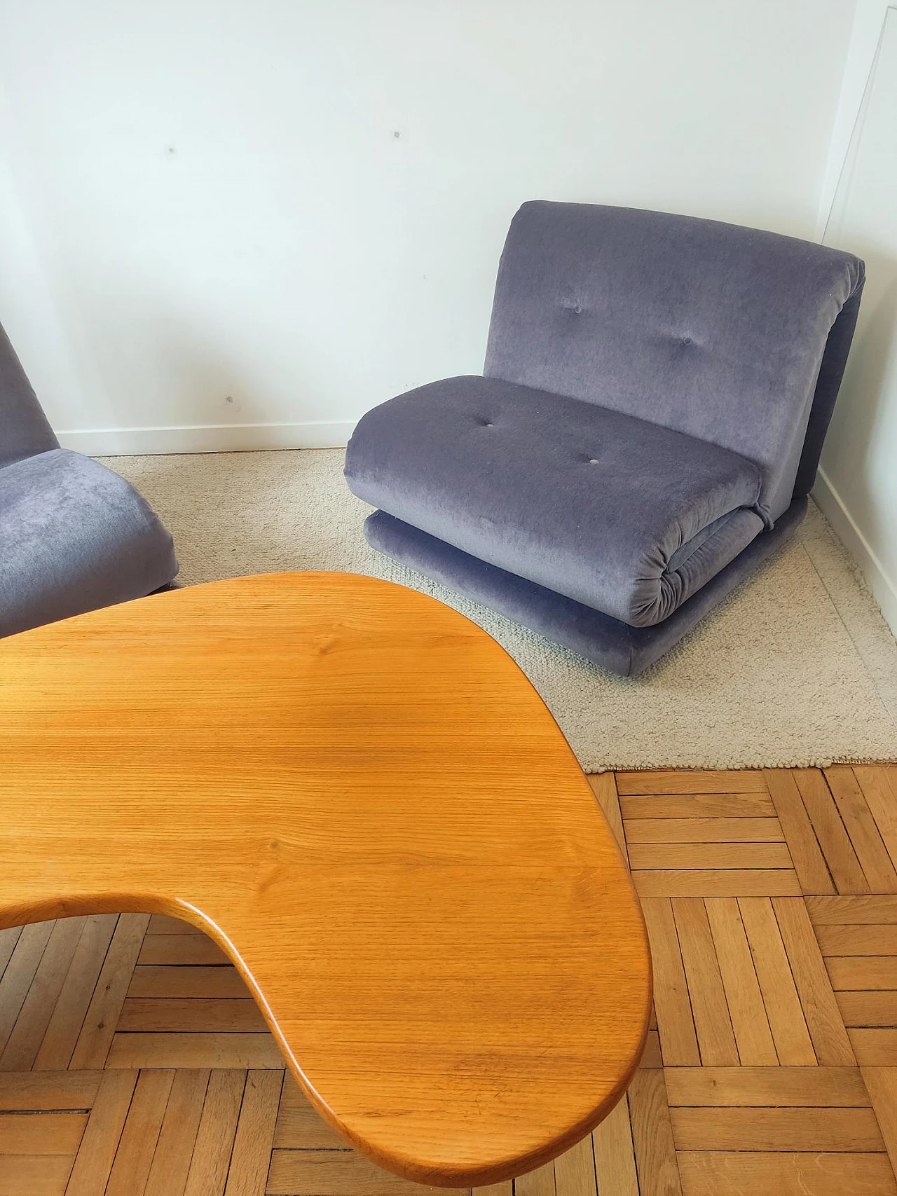 Pair of PD armchairs in purple velvet by Italian Salotti, 1970s 5