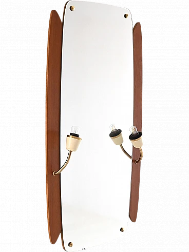 Specchio scandinavo con luci, anni '60