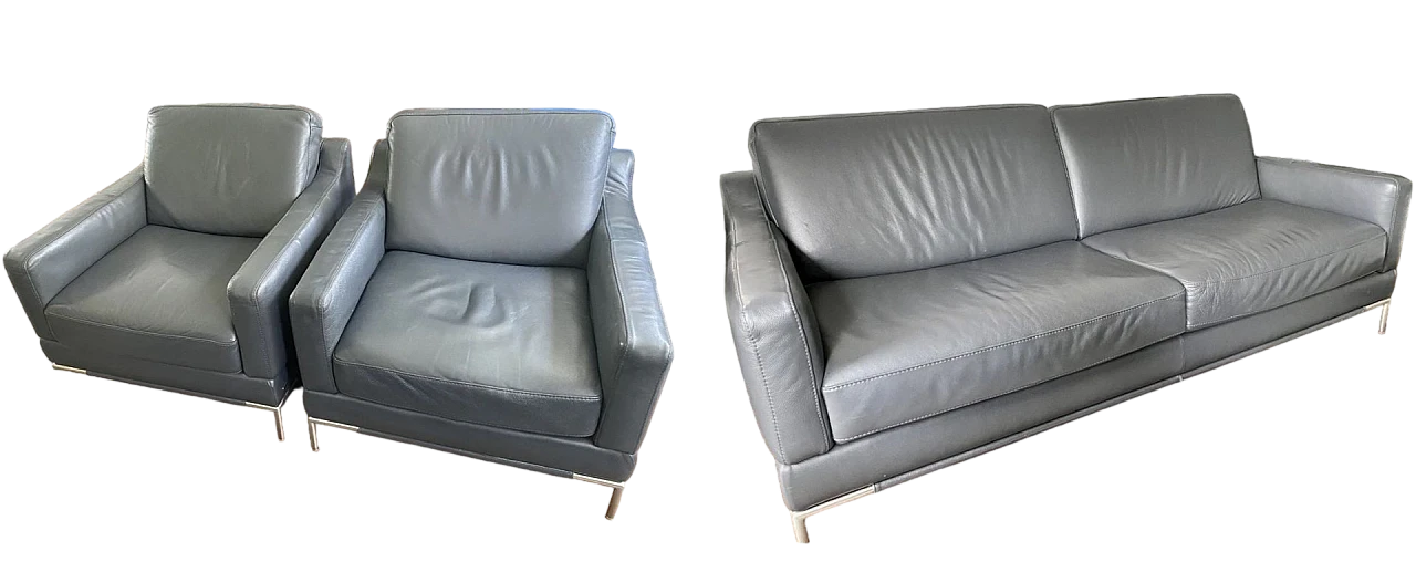 Editions leather sofa and pair of armchairs by Natuzzi 5