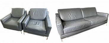 Editions leather sofa and pair of armchairs by Natuzzi