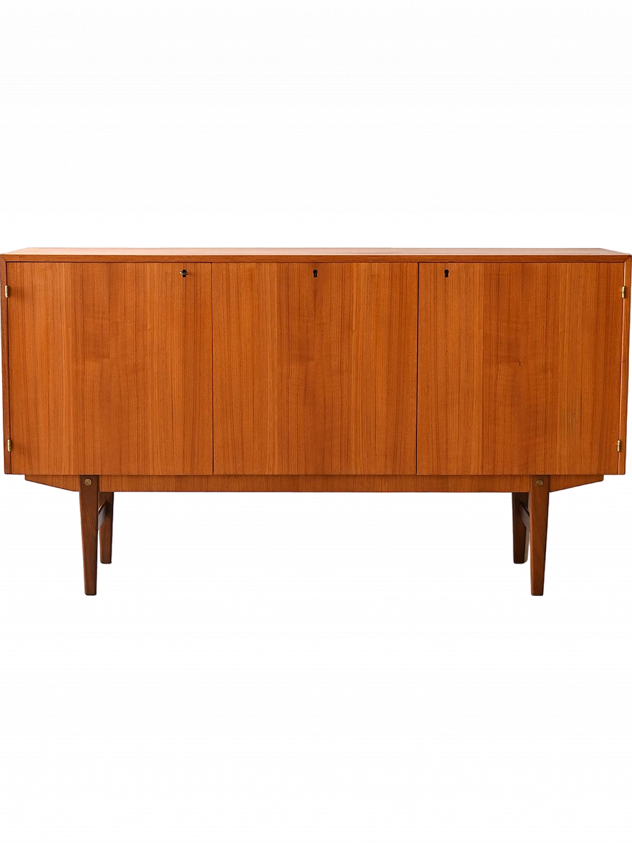 Credenza svedese in teak a tre ante, anni '60 10