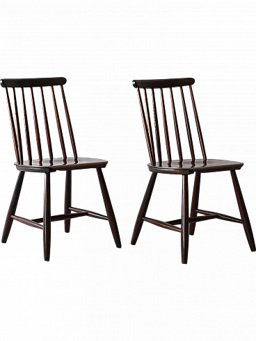 Pair of wood Pinnstolar chairs, 1960s